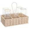 magasin france Maisons Du Monde Gobelets En Verre Motifs à Carreaux Jaune Clair Et Vert Amande (x6) Panier En Fibre Végétale 16